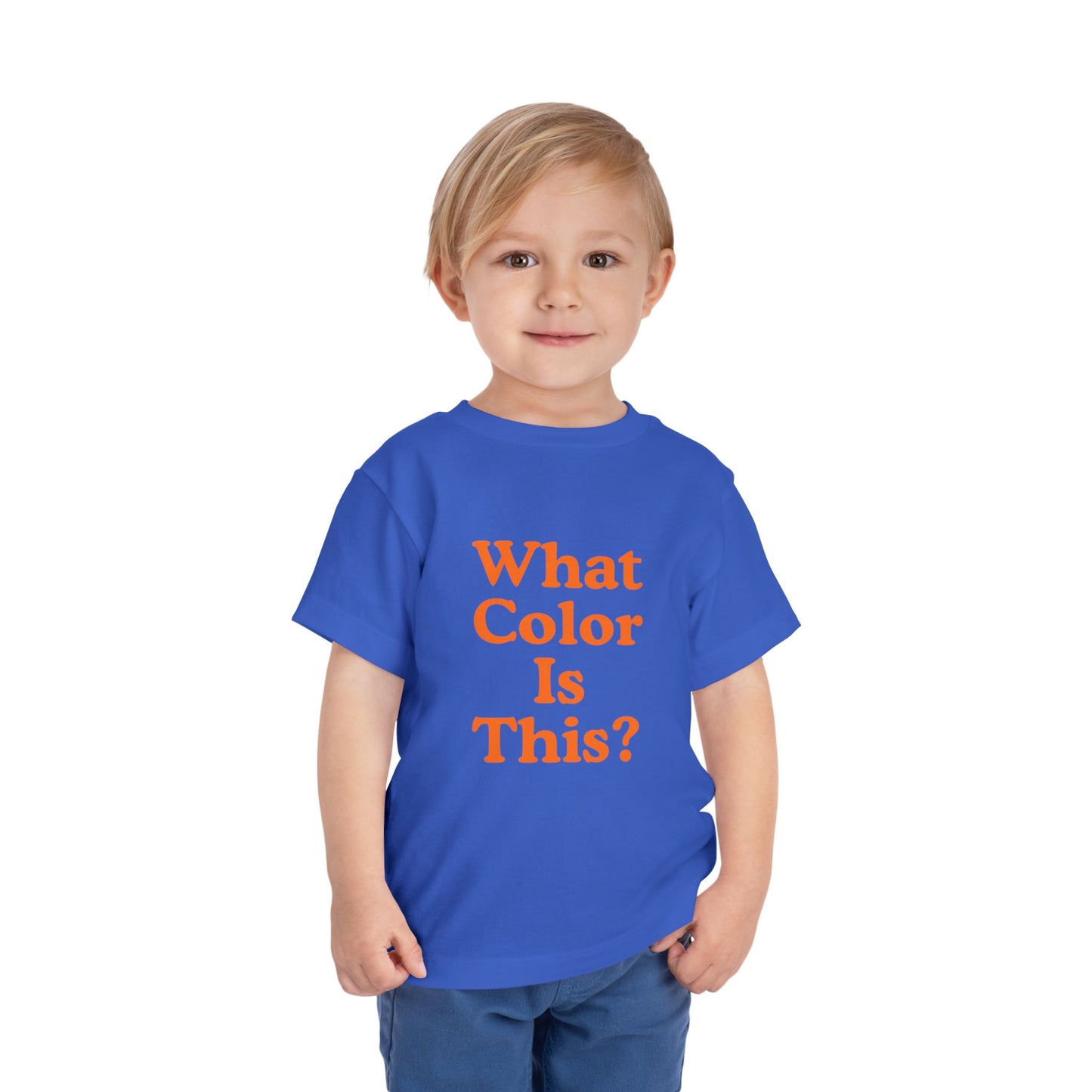 Toddler “What Color Is This?” Tee – Orange with Fruit (Back Print)