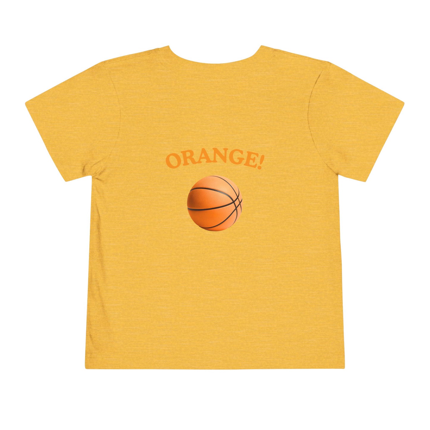 Toddler “What Color Is This?” Tee – Orange with Basketball (Back Print)
