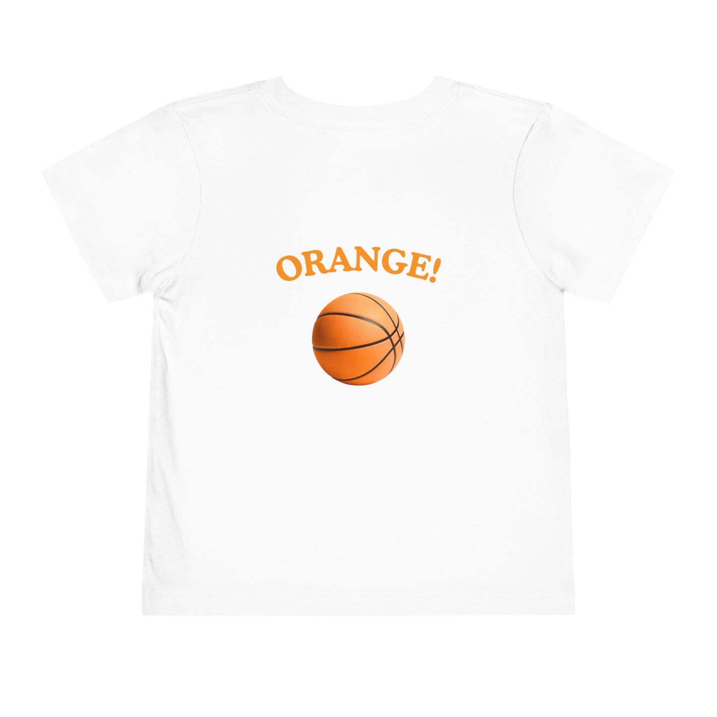 Toddler “What Color Is This?” Tee – Orange with Basketball (Back Print)