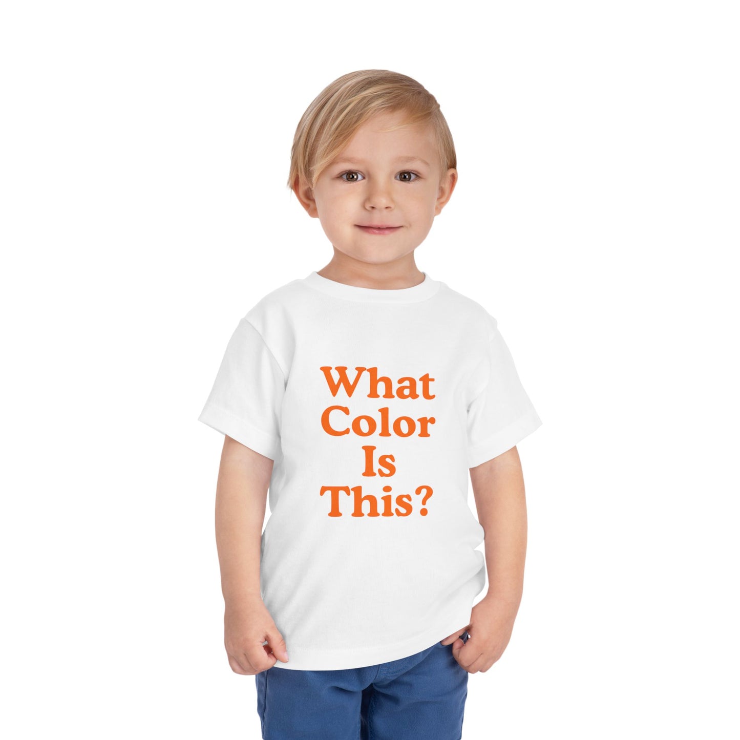 Toddler “What Color Is This?” Tee – Orange with Fruit (Back Print)