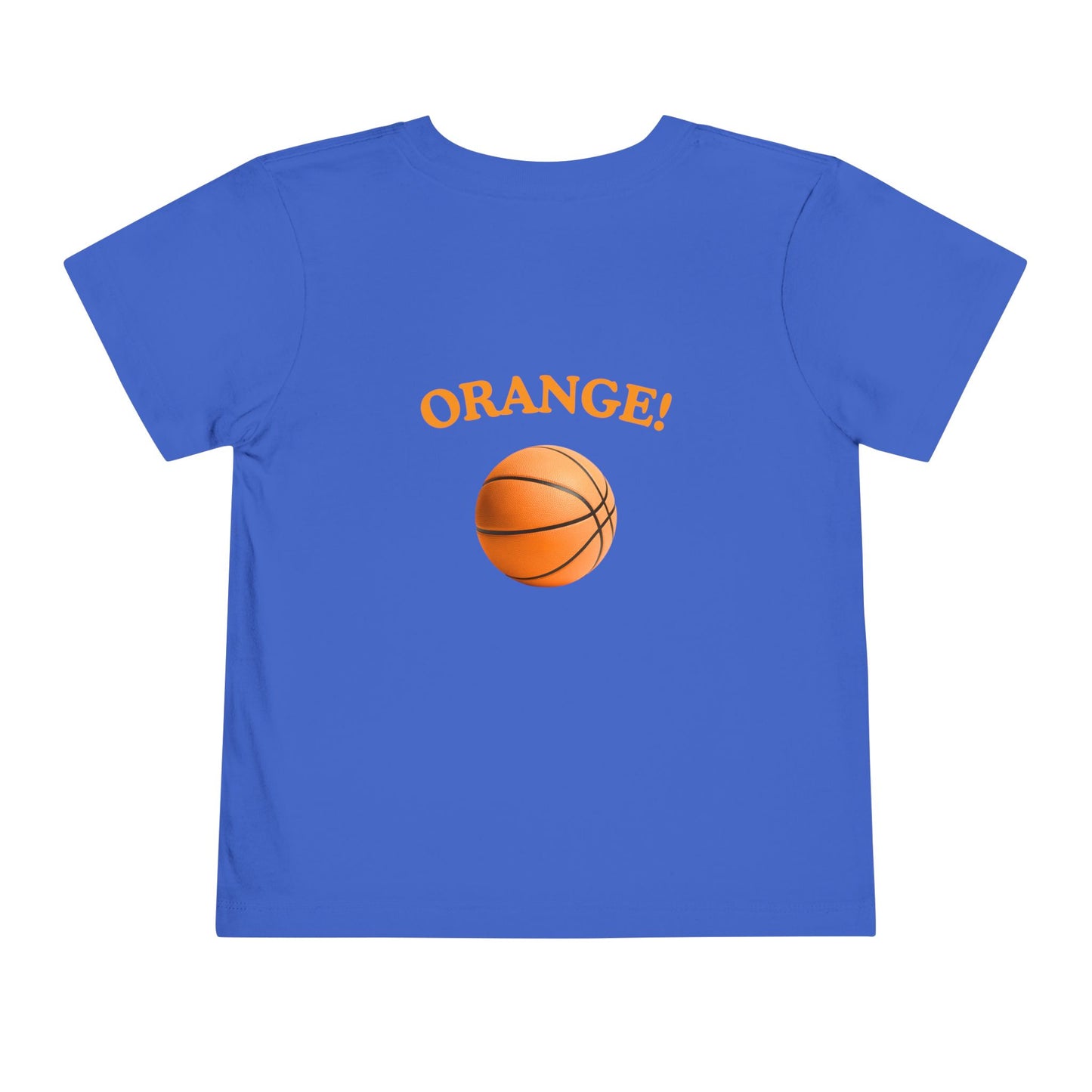 Toddler “What Color Is This?” Tee – Orange with Basketball (Back Print)