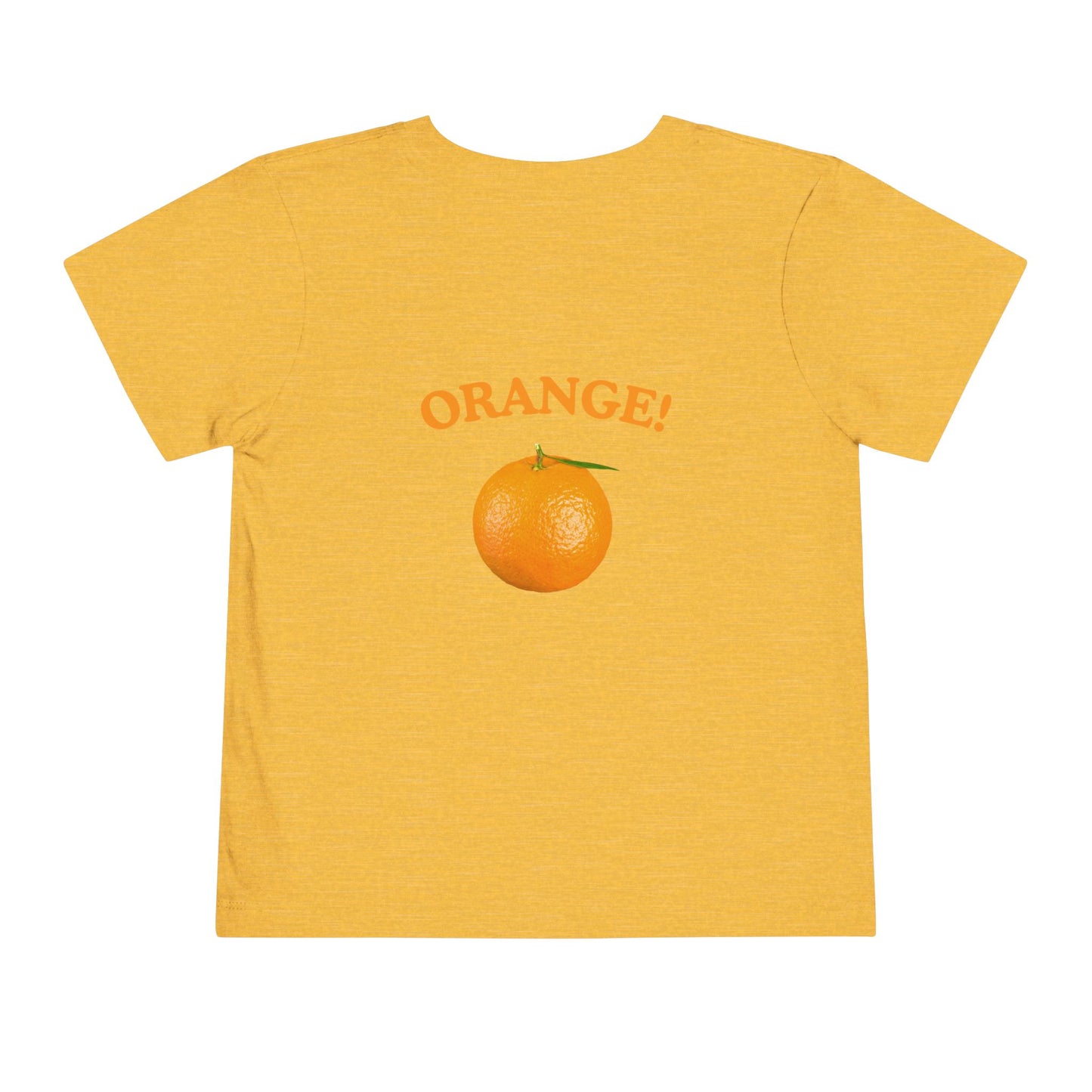 Toddler “What Color Is This?” Tee – Orange with Fruit (Back Print)