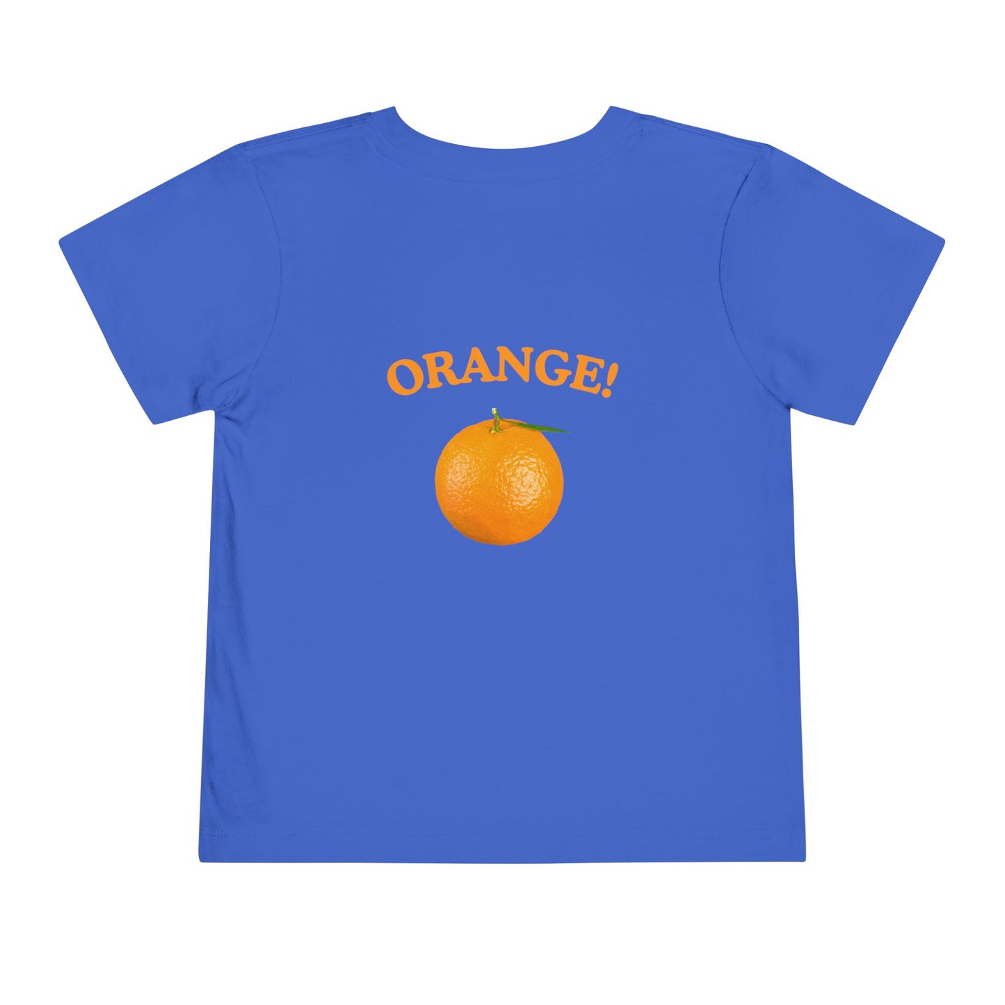 Toddler “What Color Is This?” Tee – Orange with Fruit (Back Print)