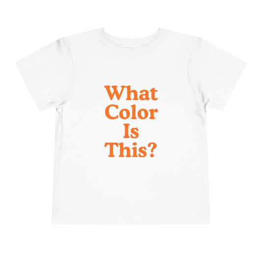 Toddler “What Color Is This?” Tee – Orange with Fruit (Back Print)